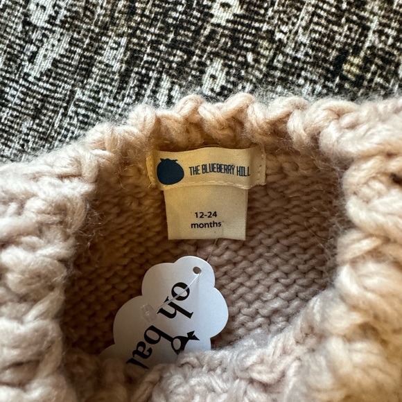 Blueberry Hill Crocheted Single-Button Popcorn Cardigan -Latte Sweater 12-24 - Picture 4 of 5